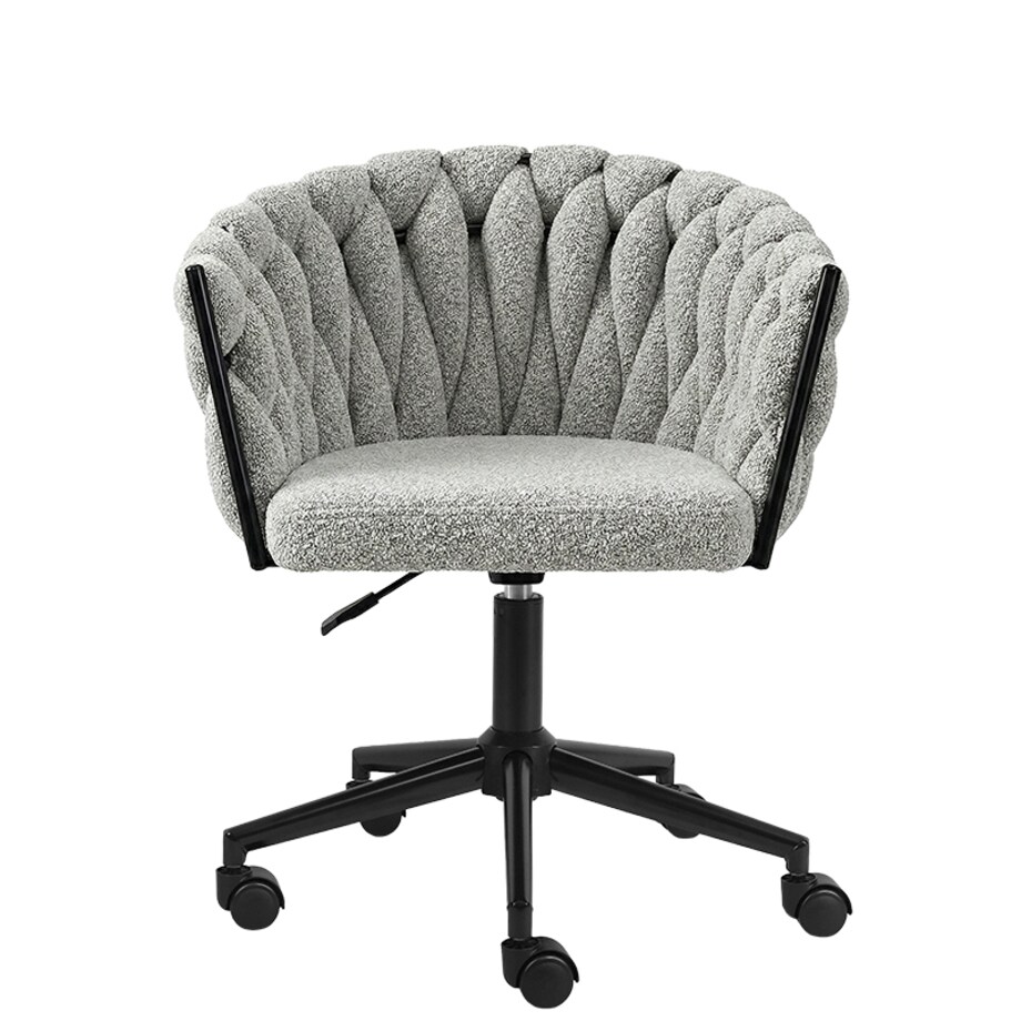 Fotel biurowy obrotowy krzesło biurowe wygodne do biurka regulowany szare tkanina