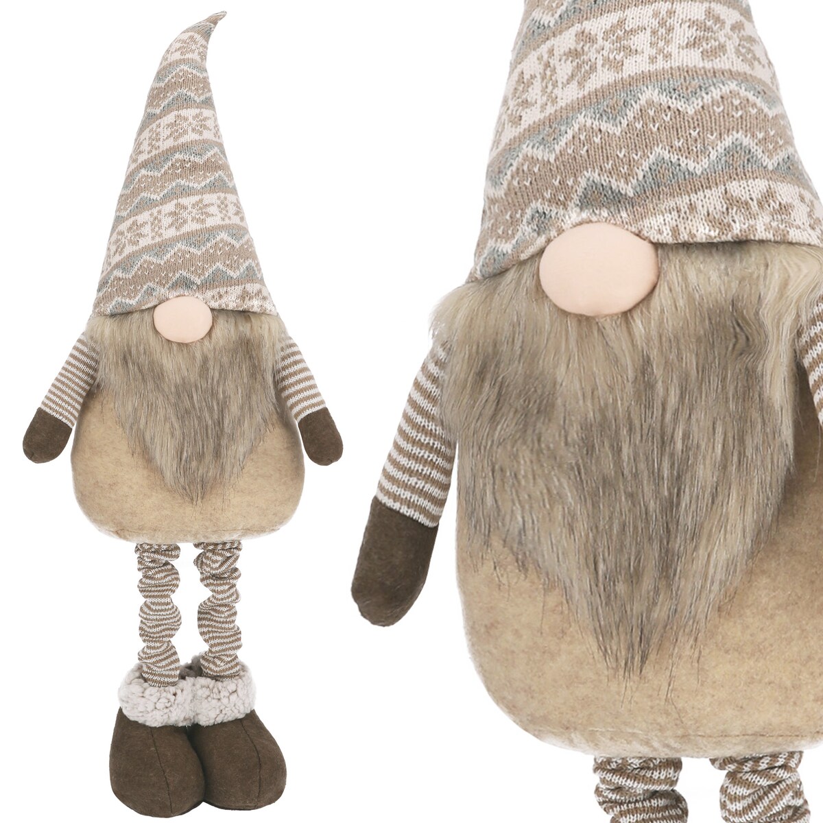 SKRZAT świąteczny KRASNAL gnom Mikołaj DUŻY BEŻOWY