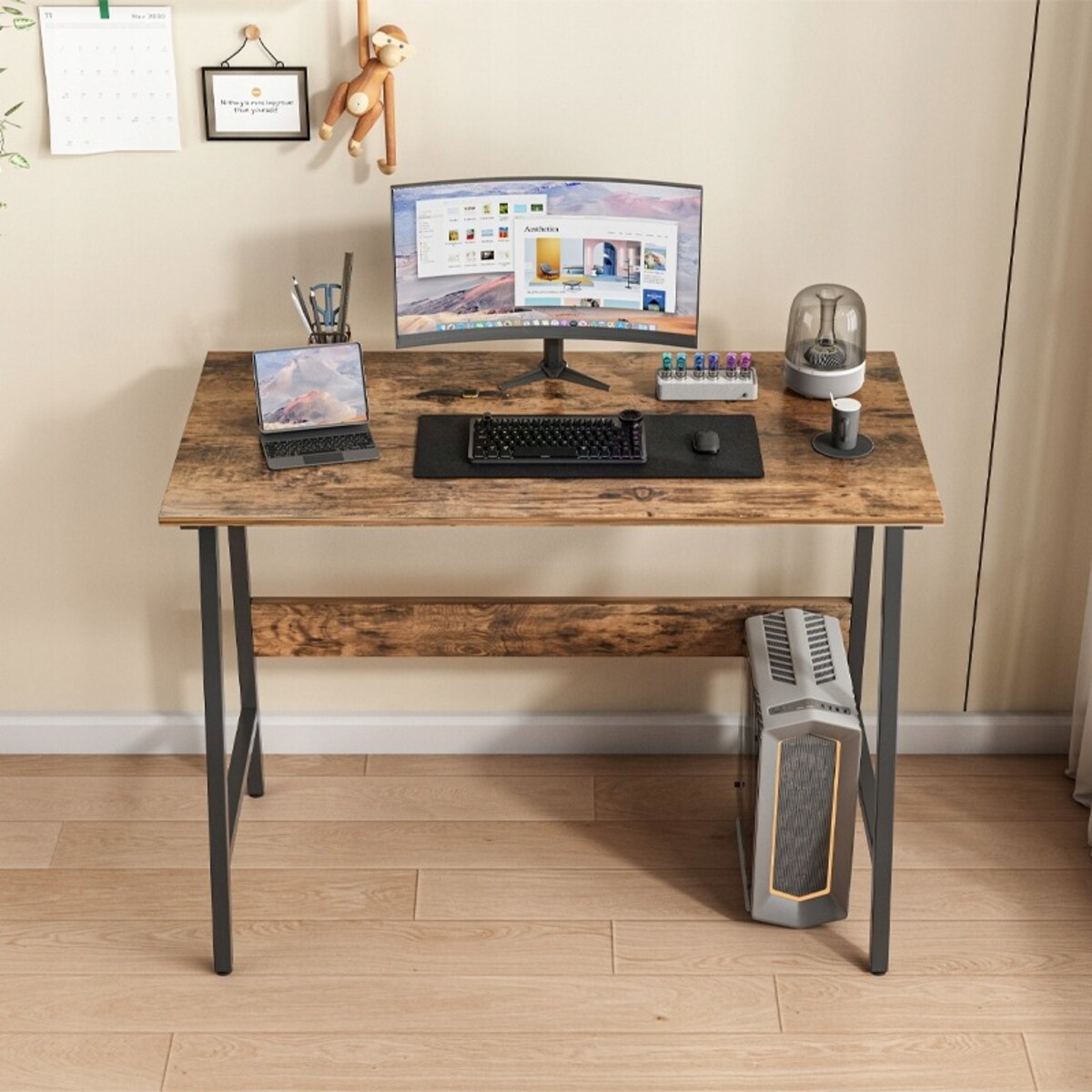 Biurko Komputerowe Loft Industrialne Szkolne Rustykalne Drewno Retro 100 Cm