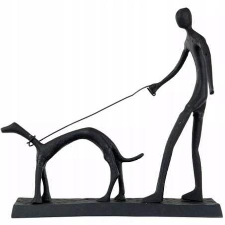 FIGURKA PIES CZARNA do salonu metalowa loftowa dekoracja ozdoba 34cm