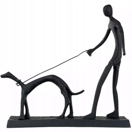 FIGURKA PIES CZARNA do salonu metalowa loftowa dekoracja ozdoba 34cm