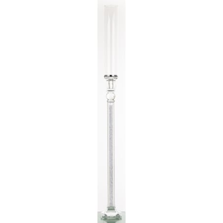 Świecznik szklany na 1 świecę z kloszem 90,5x9x9 cm RURKA biały