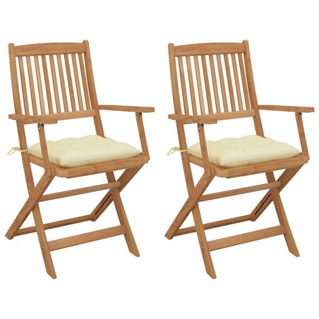 vidaXL Składane krzesła ogrodowe z poduszkami, 2 szt., drewno akacjowe