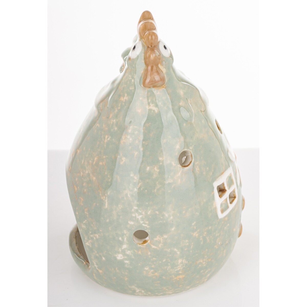 Figurka ceramiczna - kura z kwiatkiem 15,5x10x10 cm KWOKA kominek na tealight