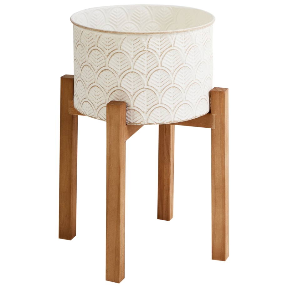 Doniczka na nóżkach ROSEE Metal 20 cm Złamana biel