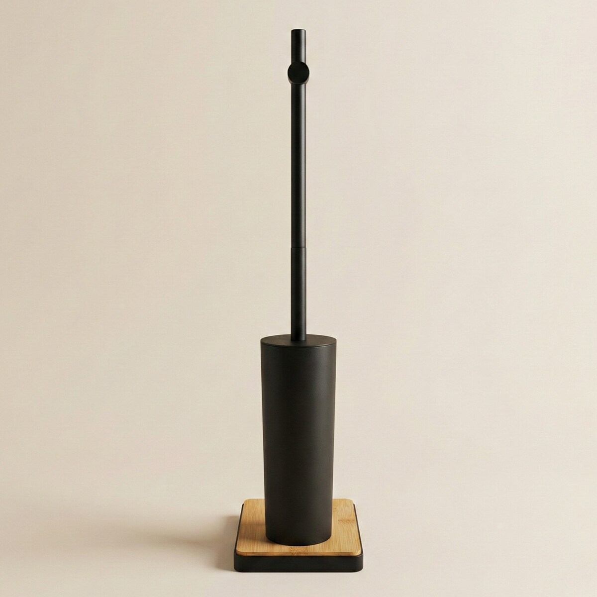 Szczotka do WC z uchwytem na papier toaletowy i bambusową podstawką IVLO, 65 cm