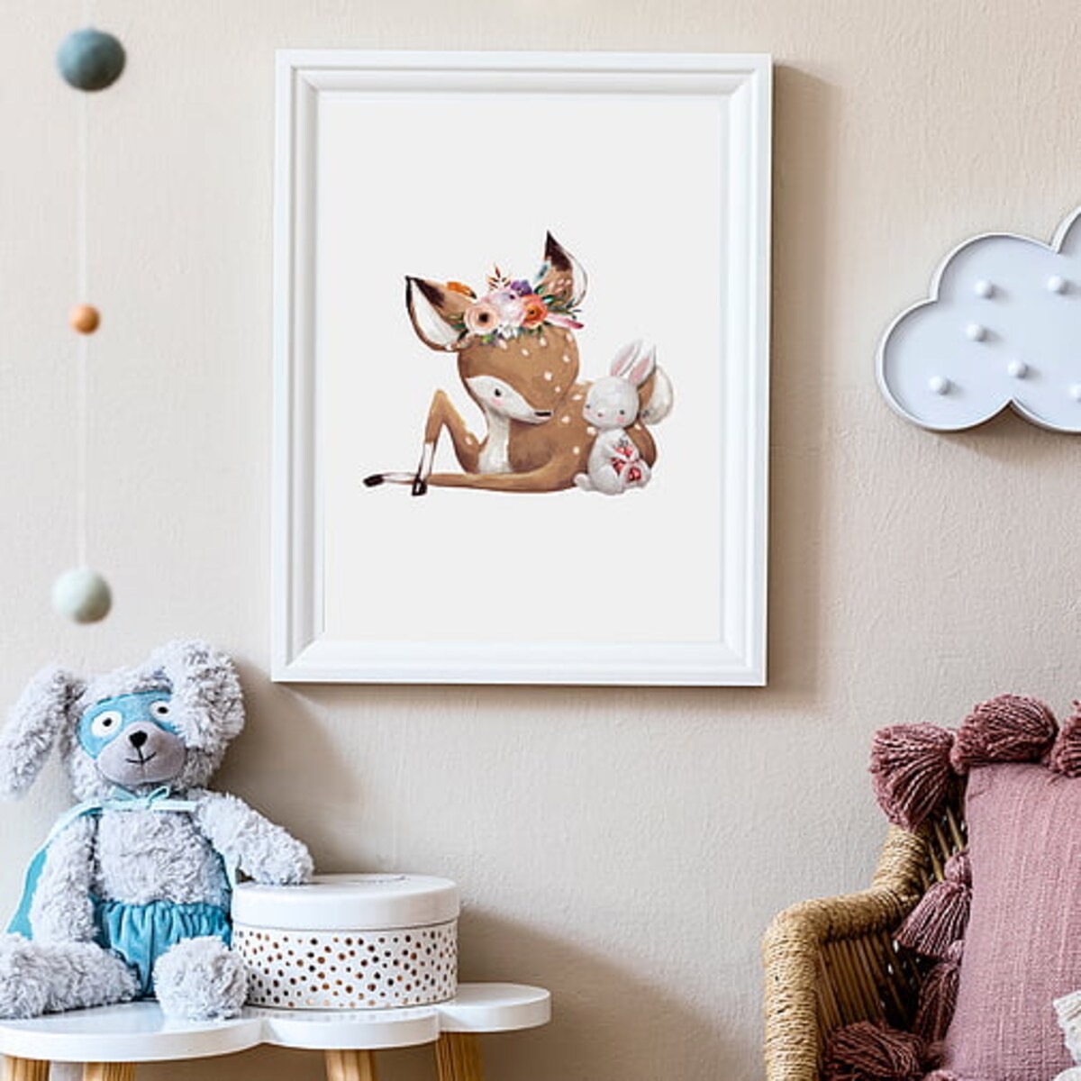 Poster Story, Plakat, Obraz - Zajączek i Sarenka, wymiary 50 x 70 cm