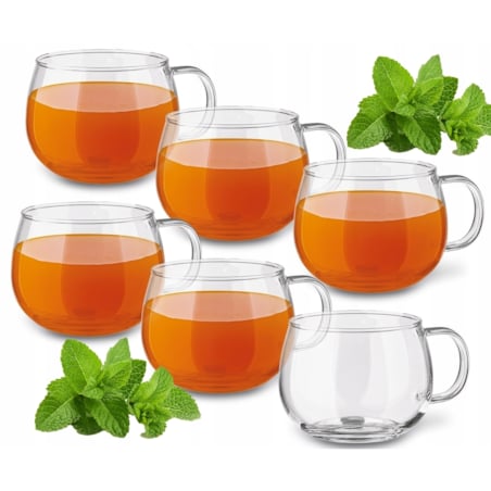 SZKLANKA Z UCHEM bańka na kawę cappuccino herbatę 6szt 400ml napoje święta