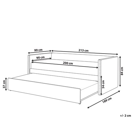 Łóżko wysuwane Welur TROYES 90 x 200 cm Jasnoszary