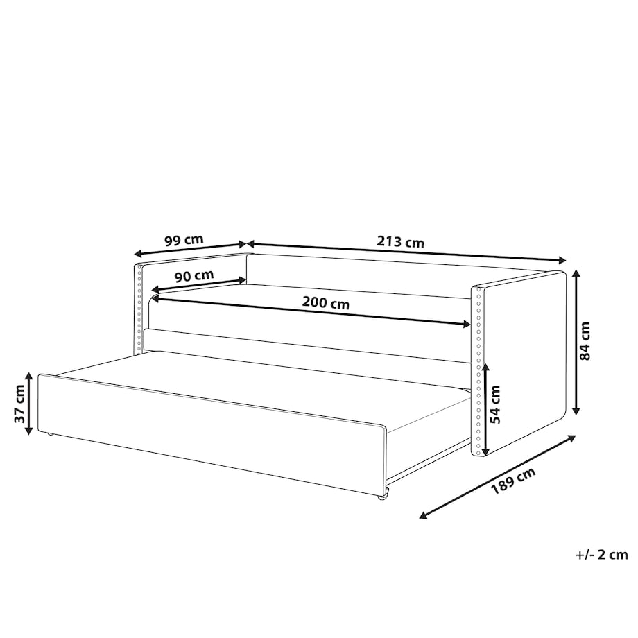 Łóżko wysuwane Welur TROYES 90 x 200 cm Jasnoszary