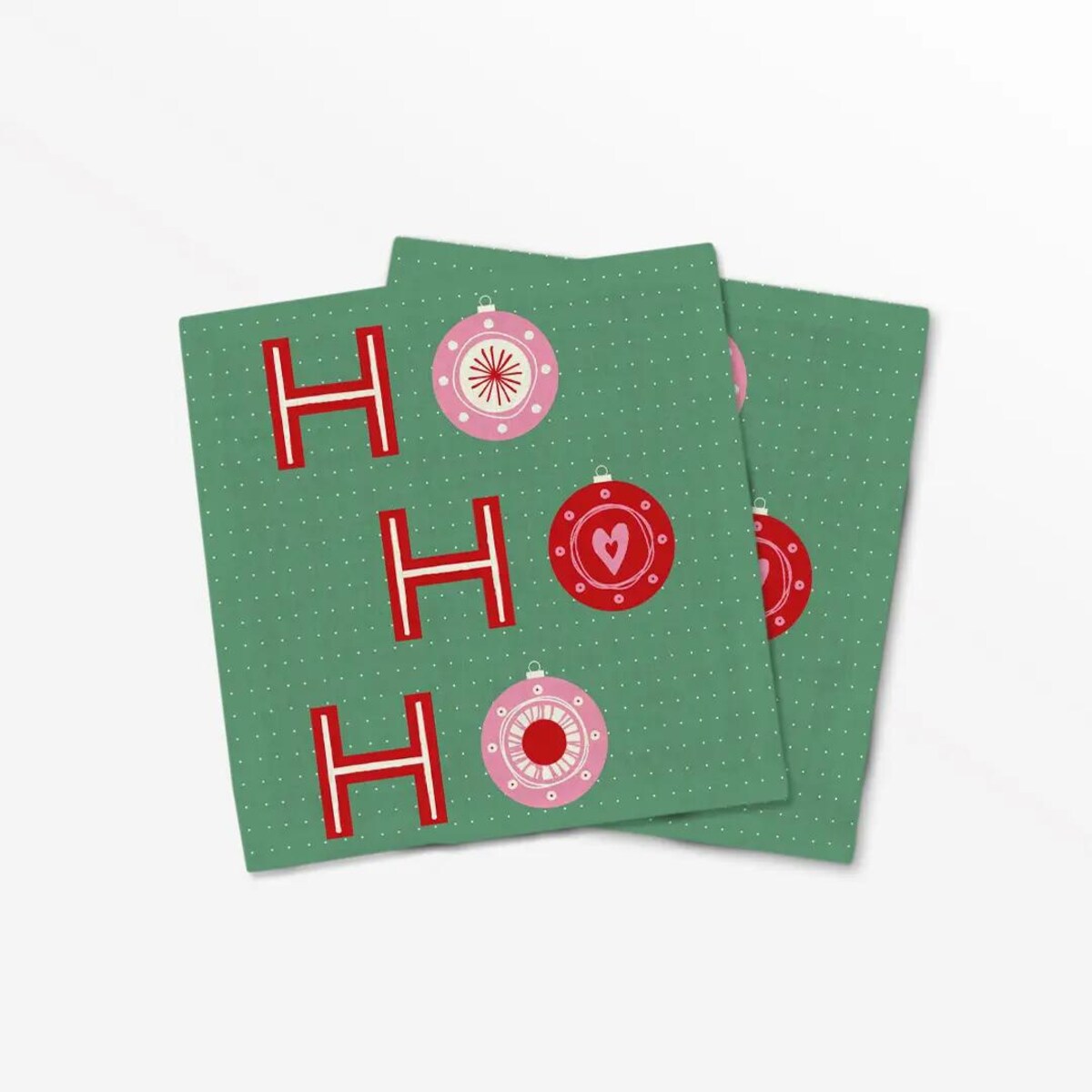 Serwetki świąteczne - HO HO HO - bombki - zielone tło (2szt.)