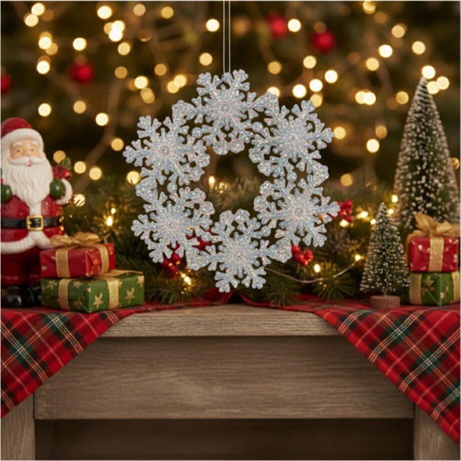 Zawieszka Na Choinkę Płatek Śniegu 12 Cm Ozdoba Świąteczna Wisząca Kolor Srebrny