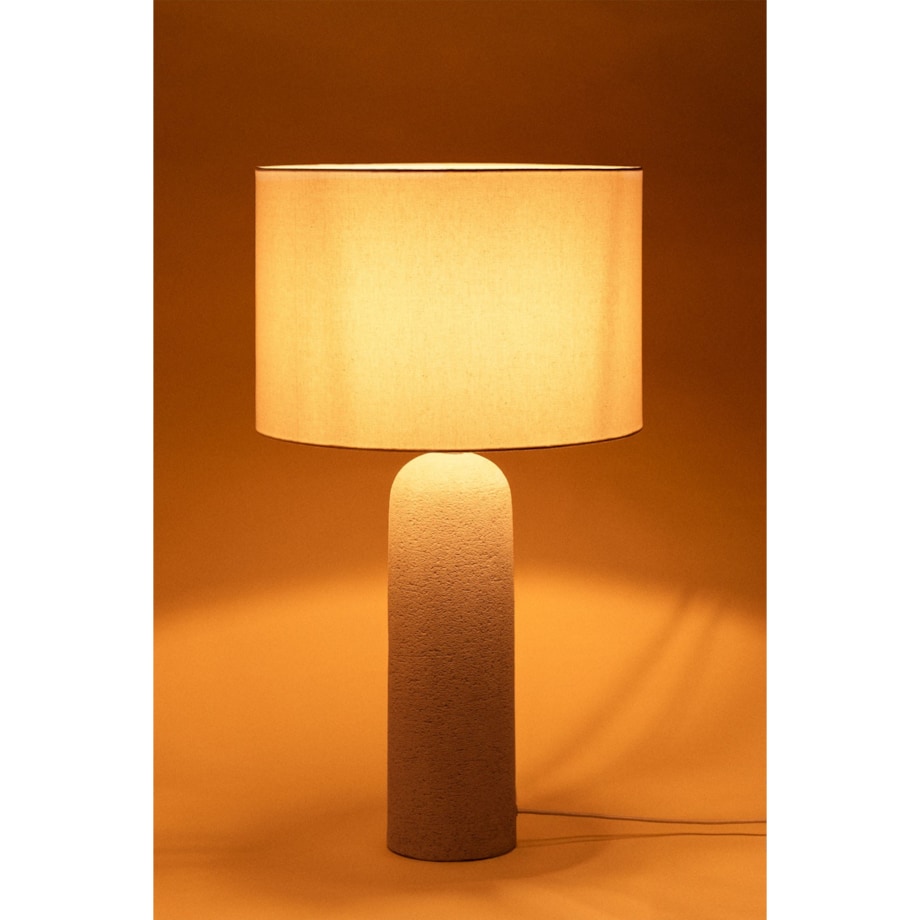 Lampa stołowa z lnu i włókna szklanego, brudna biel, Otile, 69 cm