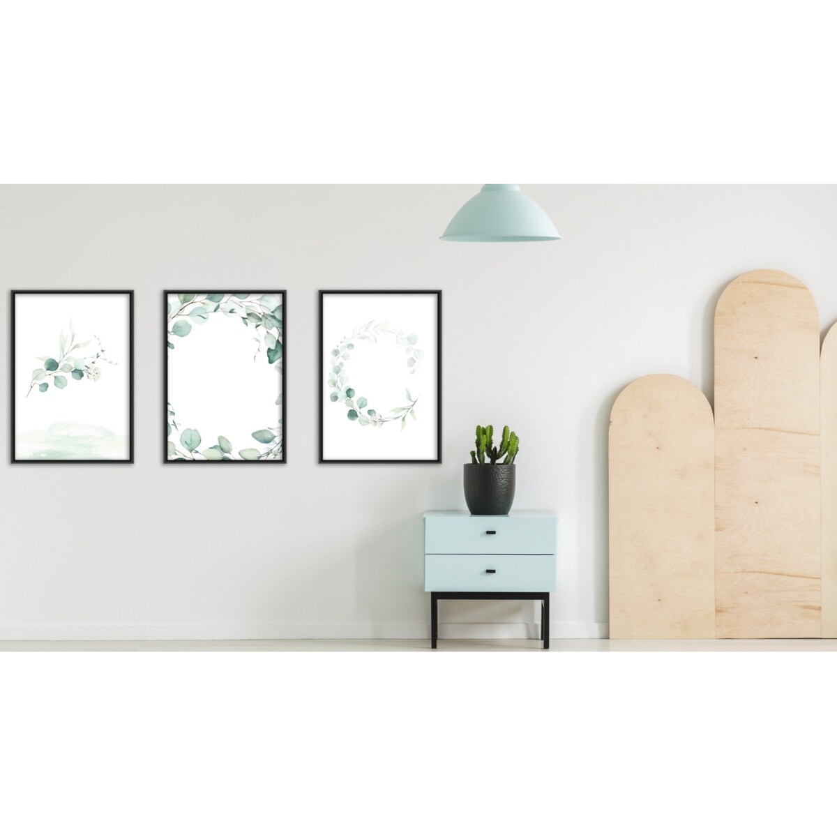 Zestaw 3x Plakat W Ramie LIŚCIE Eukaliptusa Styl Boho 60x80cm