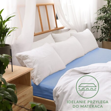 Prześcieradło jersey z gumką 160x200 kolor Niebieski
