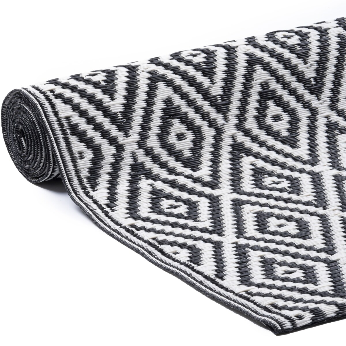 Dywan zewnętrzny tkany na płasko 160x220 cm e-floor romby szary