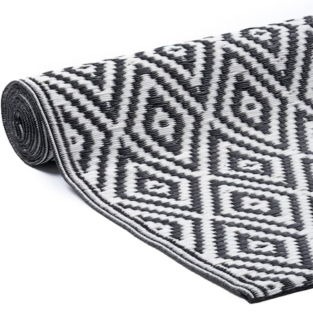 Dywan zewnętrzny tkany na płasko 160x220 cm e-floor romby szary