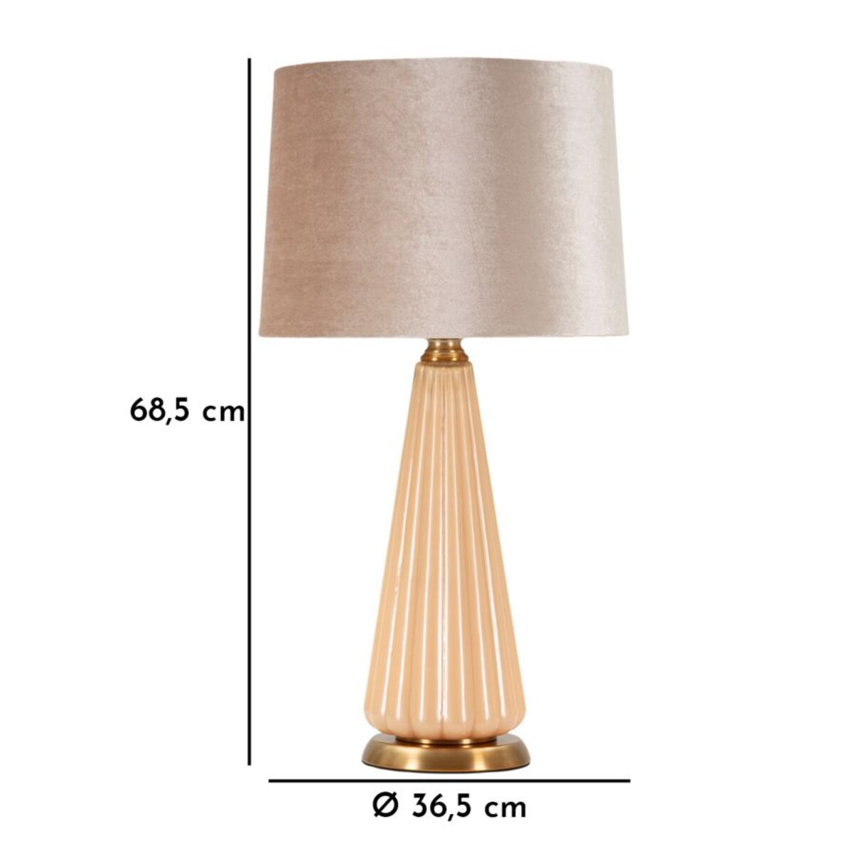 Lampa stołowa Perly - H, kolor perłowy i złoty, szkło i żelazo, 36,5 x 36,5 x 68,5 cm, 1 x E27, styl glamour, do salonu i sypialni, Mauro Ferretti