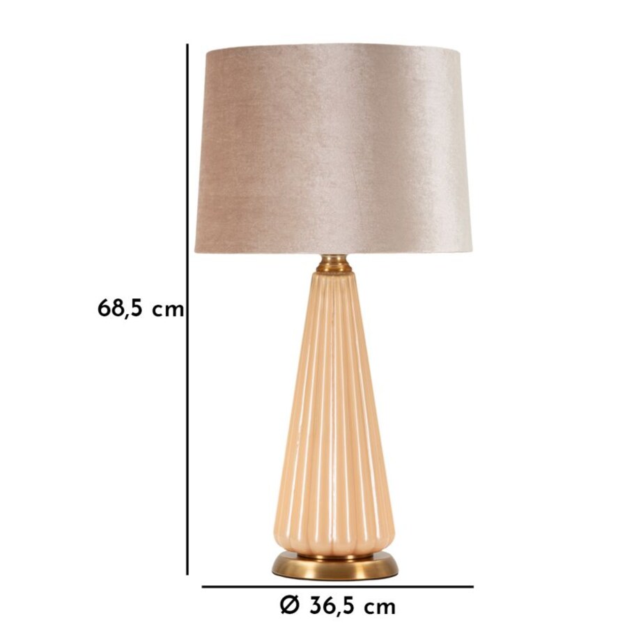 Lampa stołowa Perly - H, kolor perłowy i złoty, szkło i żelazo, 36,5 x 36,5 x 68,5 cm, 1 x E27, styl glamour, do salonu i sypialni, Mauro Ferretti