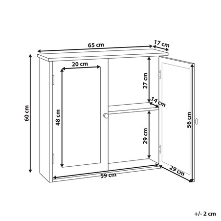 Szafka łazienkowa wisząca z lustrem ALAMOS 65 cm 60 cm Biały