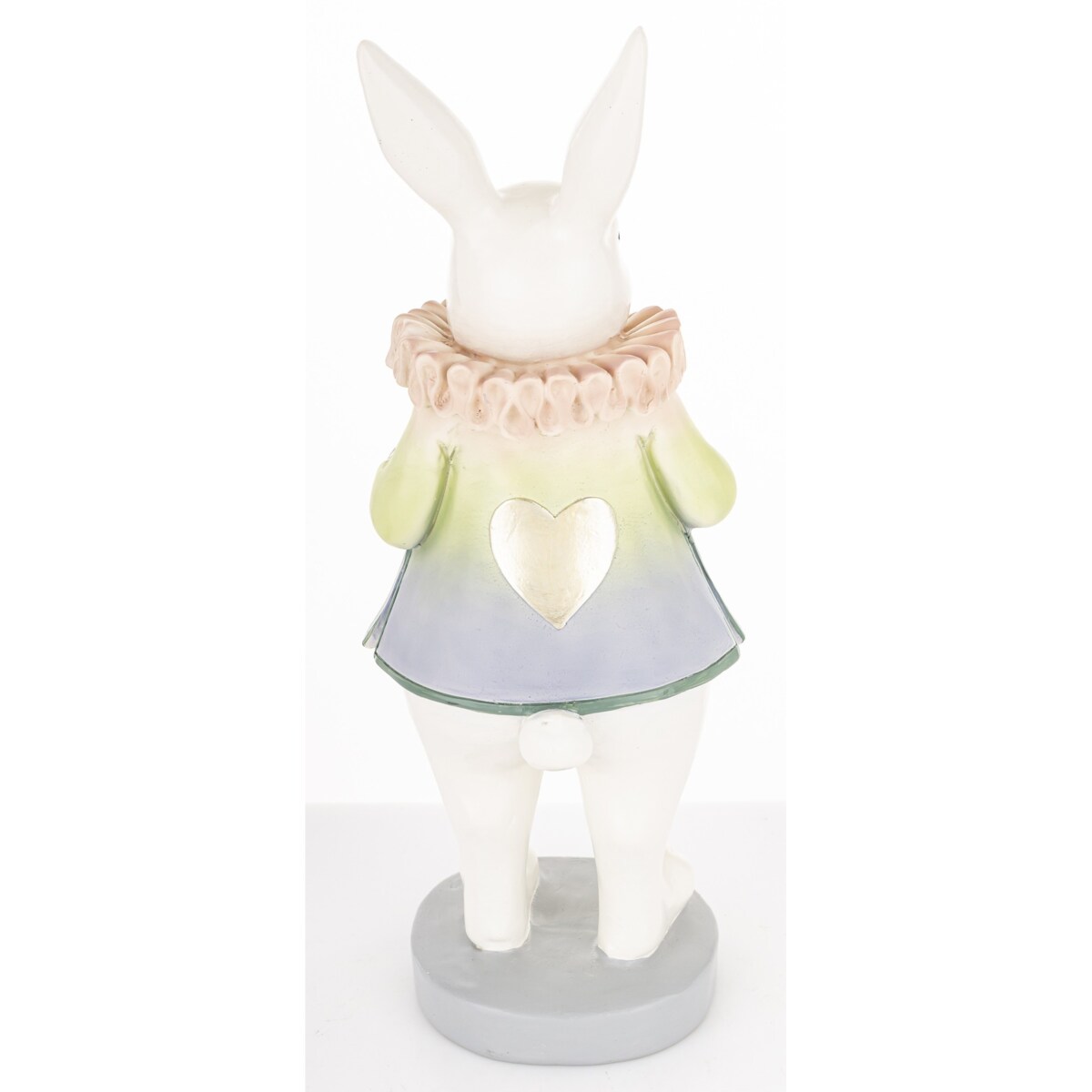 Dekoracja - biała króliczka LUISA 28x10,5x9 cm w sukience w serca