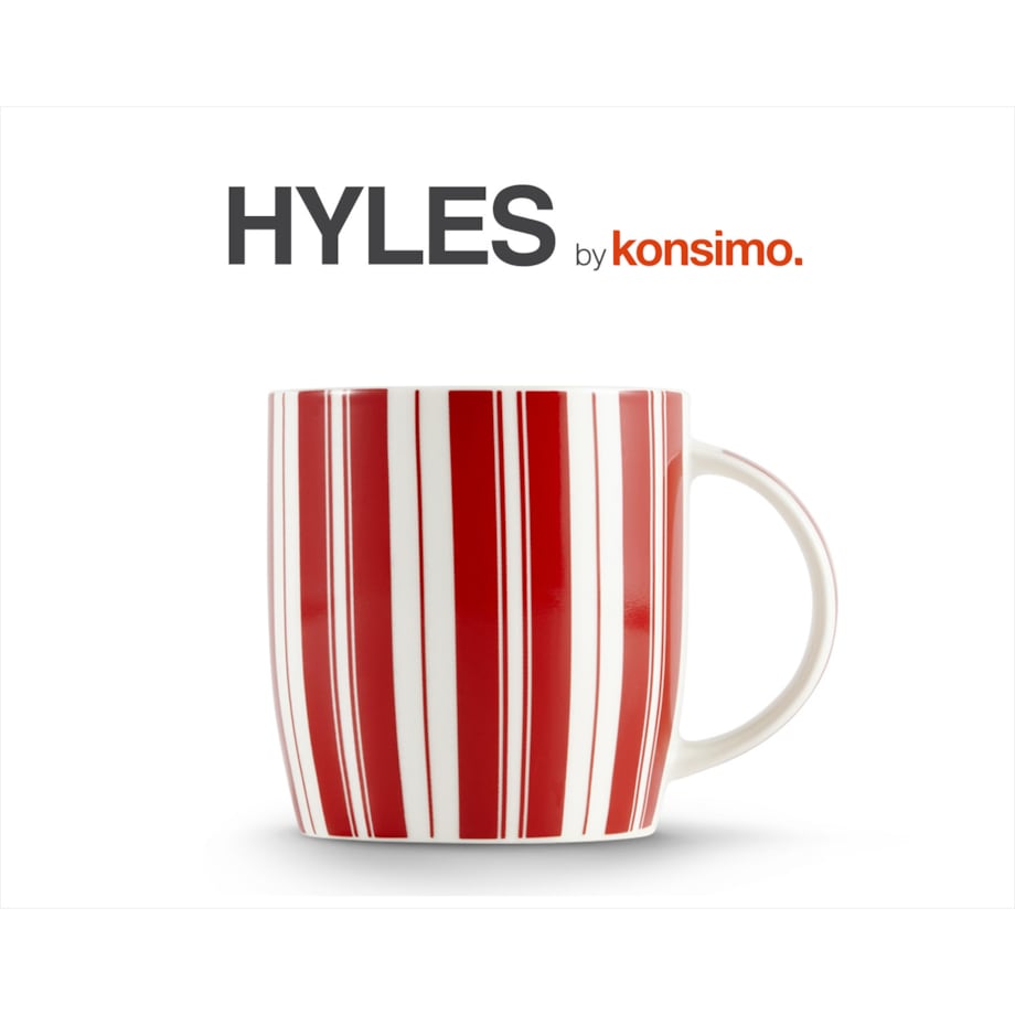 Konsimo HYLES Kubek, biały/czerwony