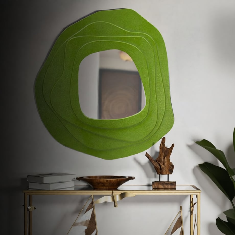 Lustro ścienne Dalia, kolor zielony, płyta MDF, 90 x 4 x 97 cm, do salonu i przedpokoju, Mauro Ferretti