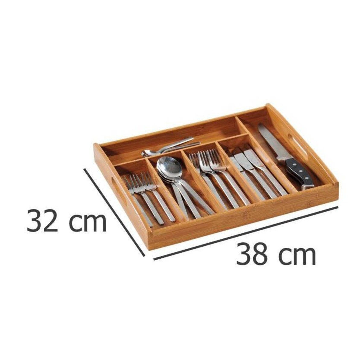 Pojemnik na sztućce, organizer bambusowy do szuflady, KESPER