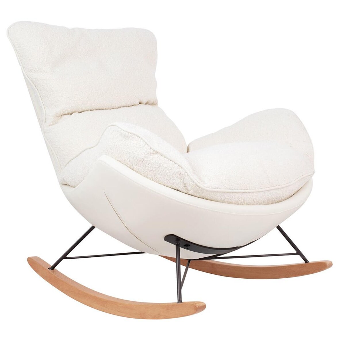 Sypialniany fotel Otilia Teddy do karmienia biały brązowy, King Home