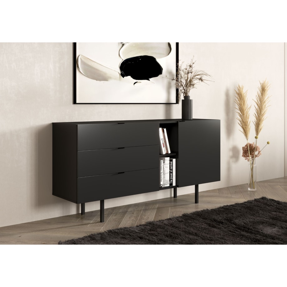 Czarna komoda z szufladami Skandica MYWAY / szer. 160 cm