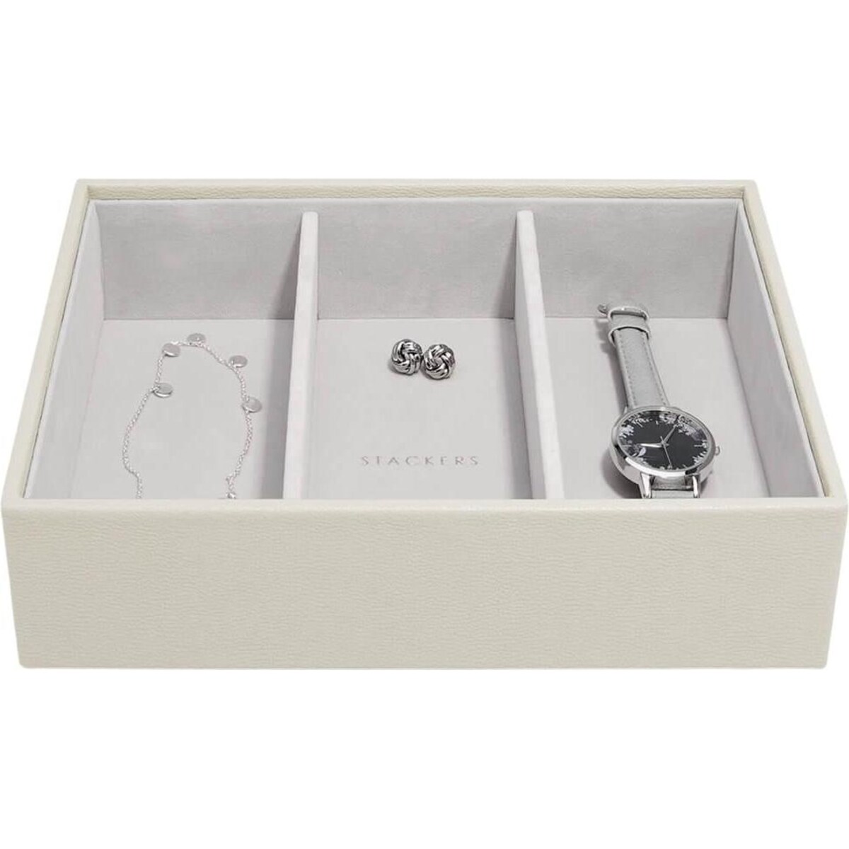 Szkatułka na biżuterię Stackers 3 komorowa classic jasnobeżowa