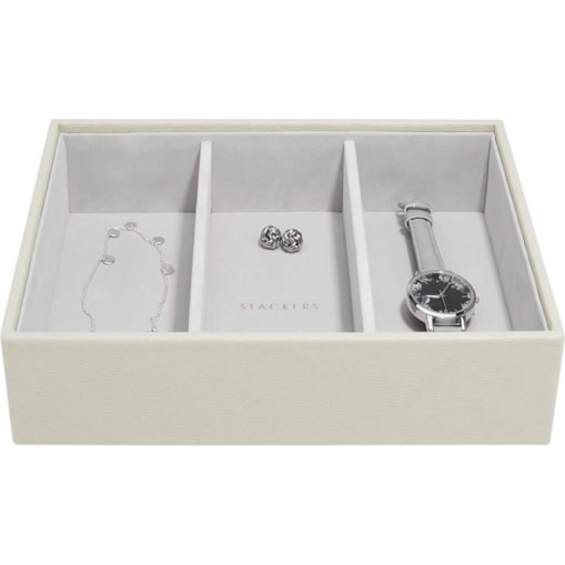 Szkatułka na biżuterię Stackers 3 komorowa classic jasnobeżowa