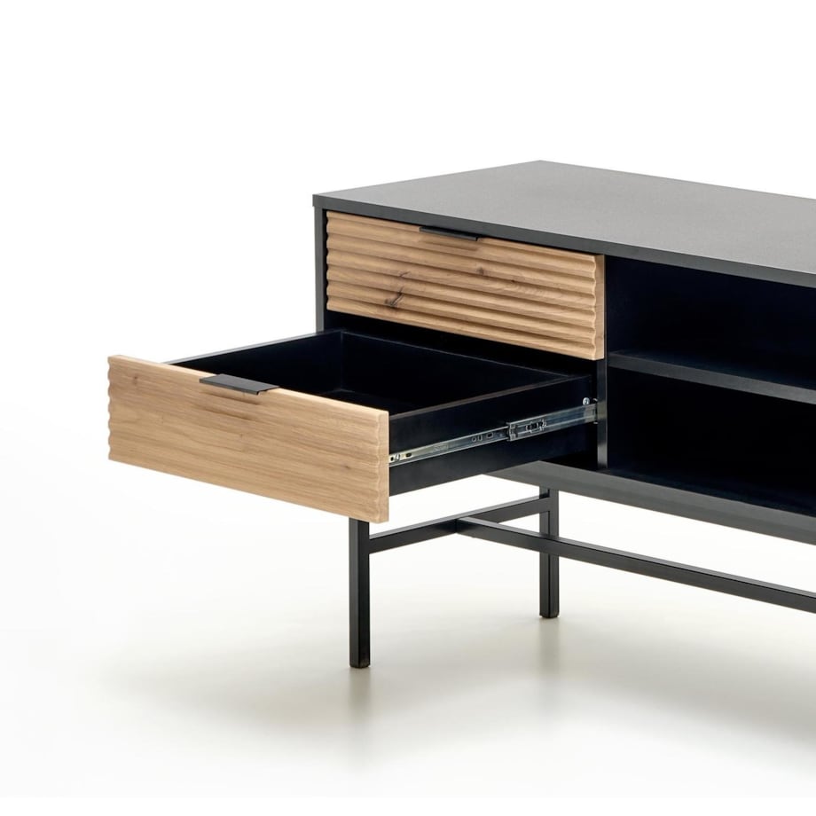 SZAFKA RTV Nihala 150/40/61 cm CZARNA fronty dąb artisan