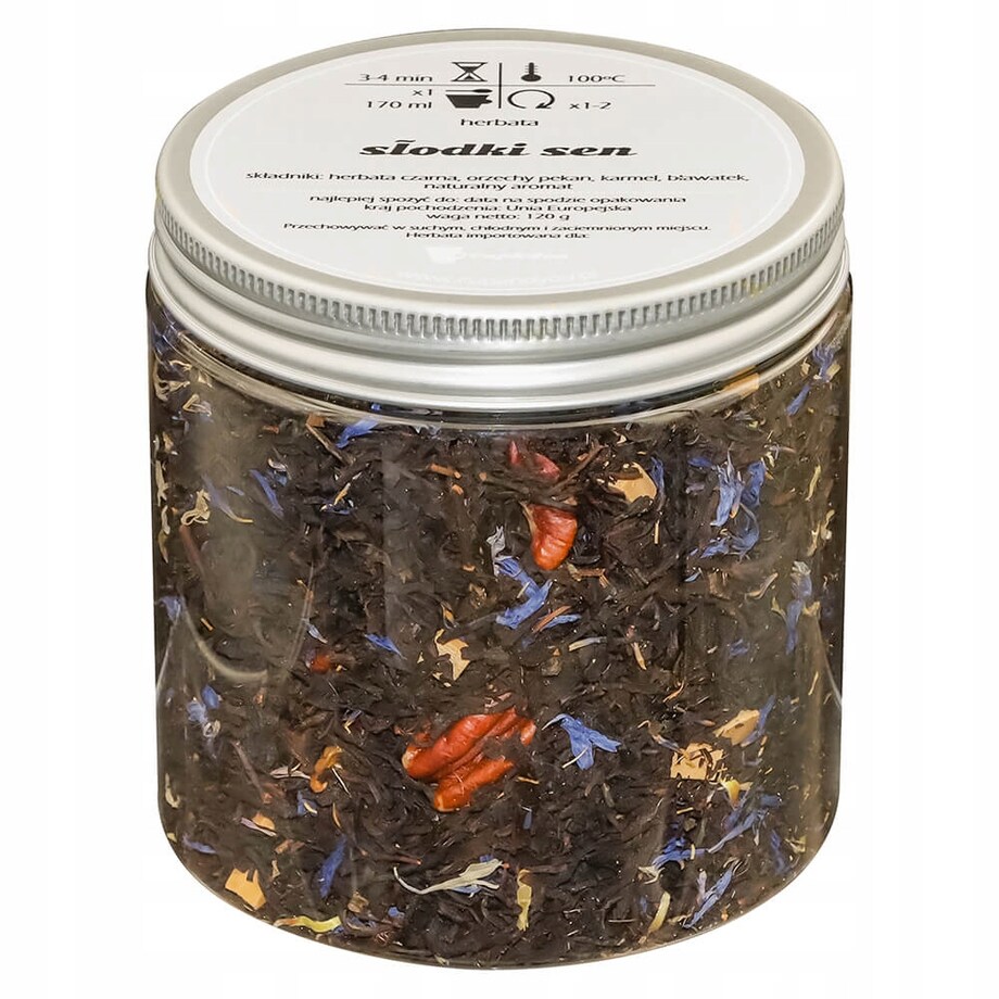 Herbata czarna sypana SŁODKI SEN o smaku orzechowo - karmelowym PREMIUM - herbata liściasta sypana mieszanka napar susz - gotowa na prezent upominek