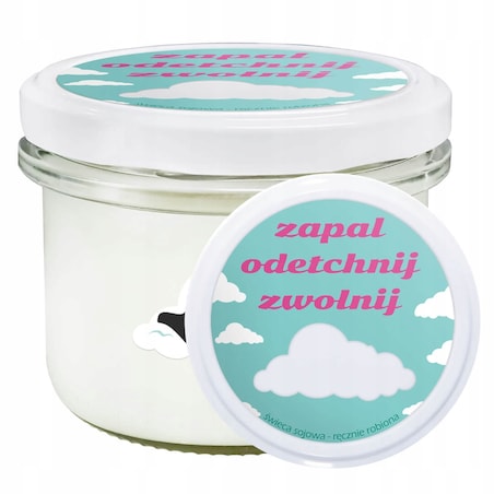 Naturalna ręcznie robiona świeca sojowa zapachowa w szkle ZAPAL ODETCHNIJ ZWOLNIJ 25h palenia 150ml - prezent upominek dla kobiety mamy dziewczyny żony babci niej
