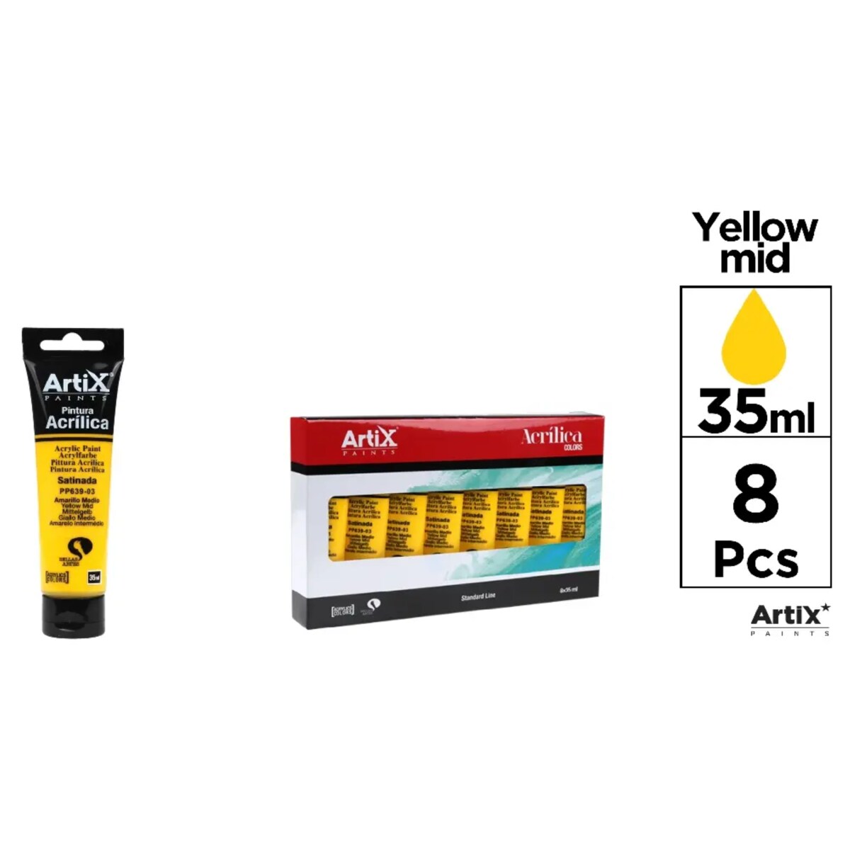 farba akrylowa yellow mid artix pp639-03, 35ml