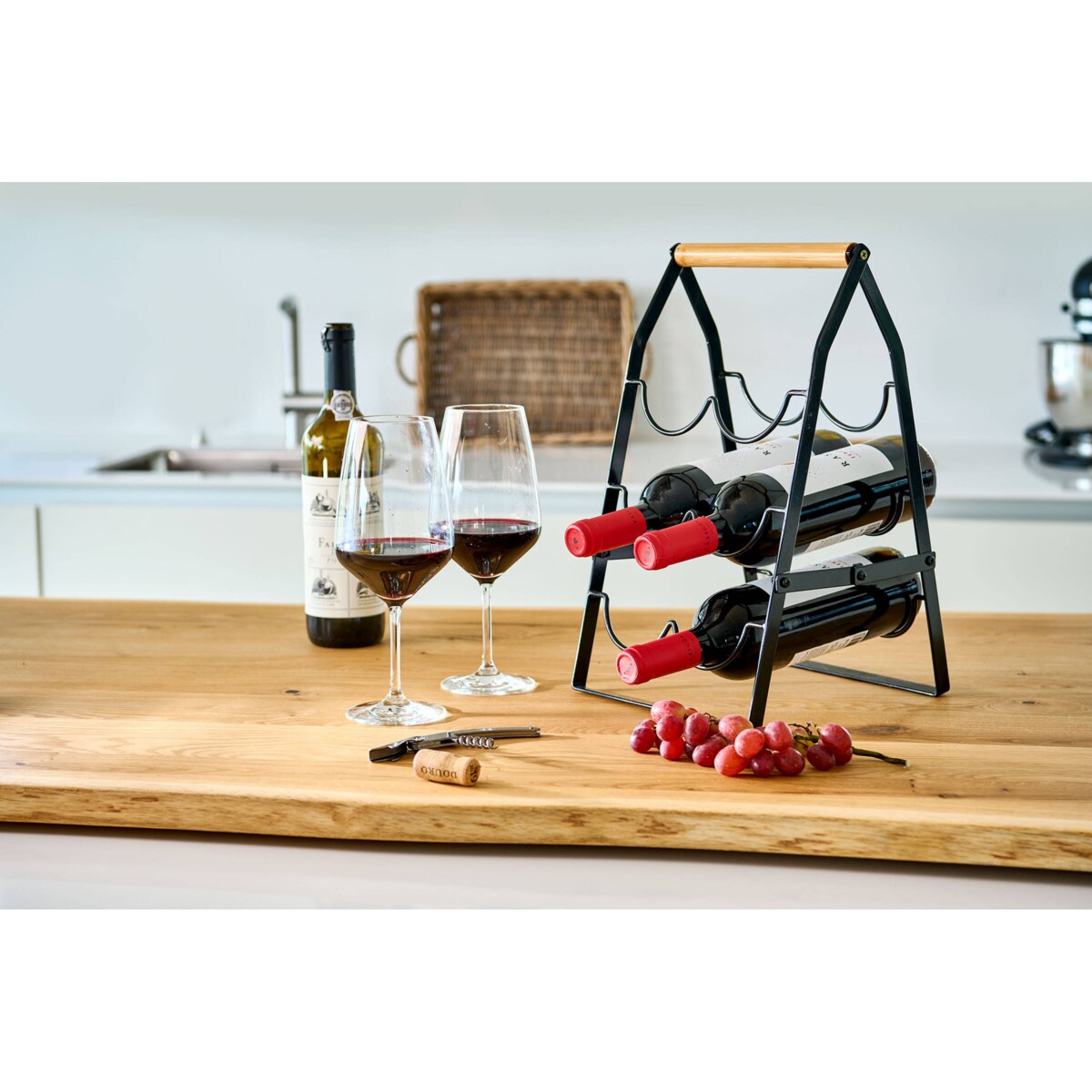 Przenośny stojak na wino, 6 butelek