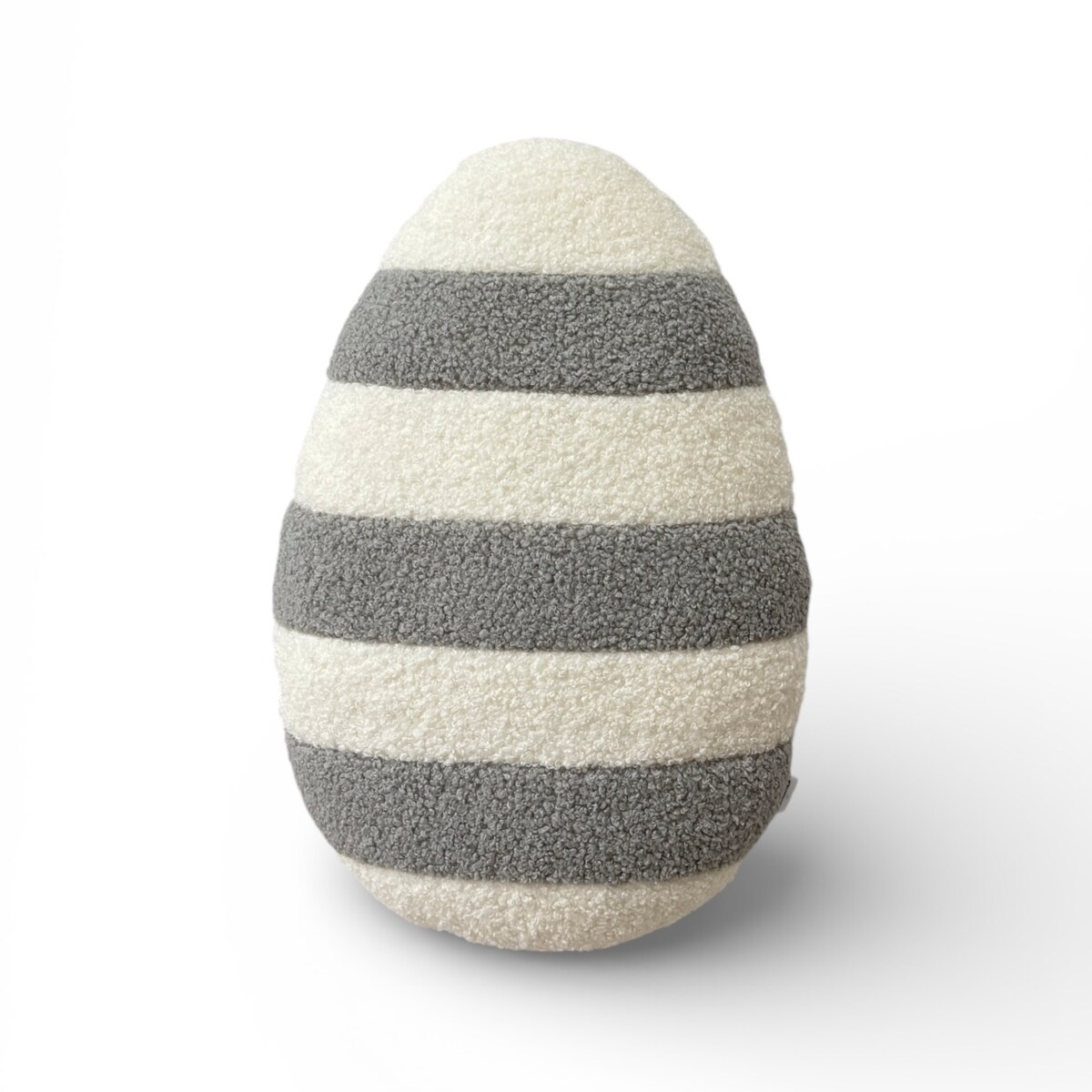 Poduszka jajko pisanka w paski jasny szary ecru