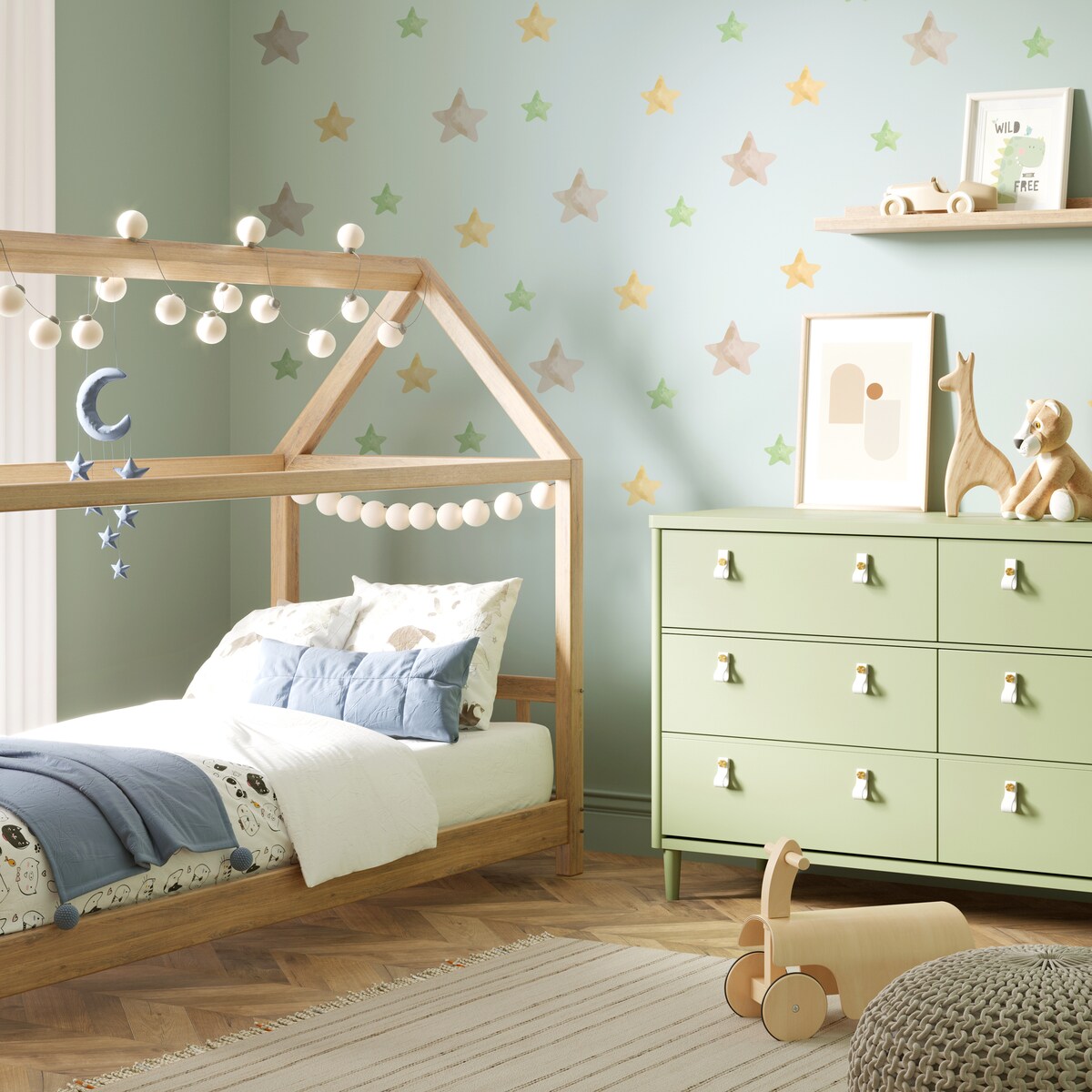 Naklejki Ścienne Do Pokoju Dziecięcego Akwarelowe GWIAZDY Styl Boho ZESTAW 60x30cm