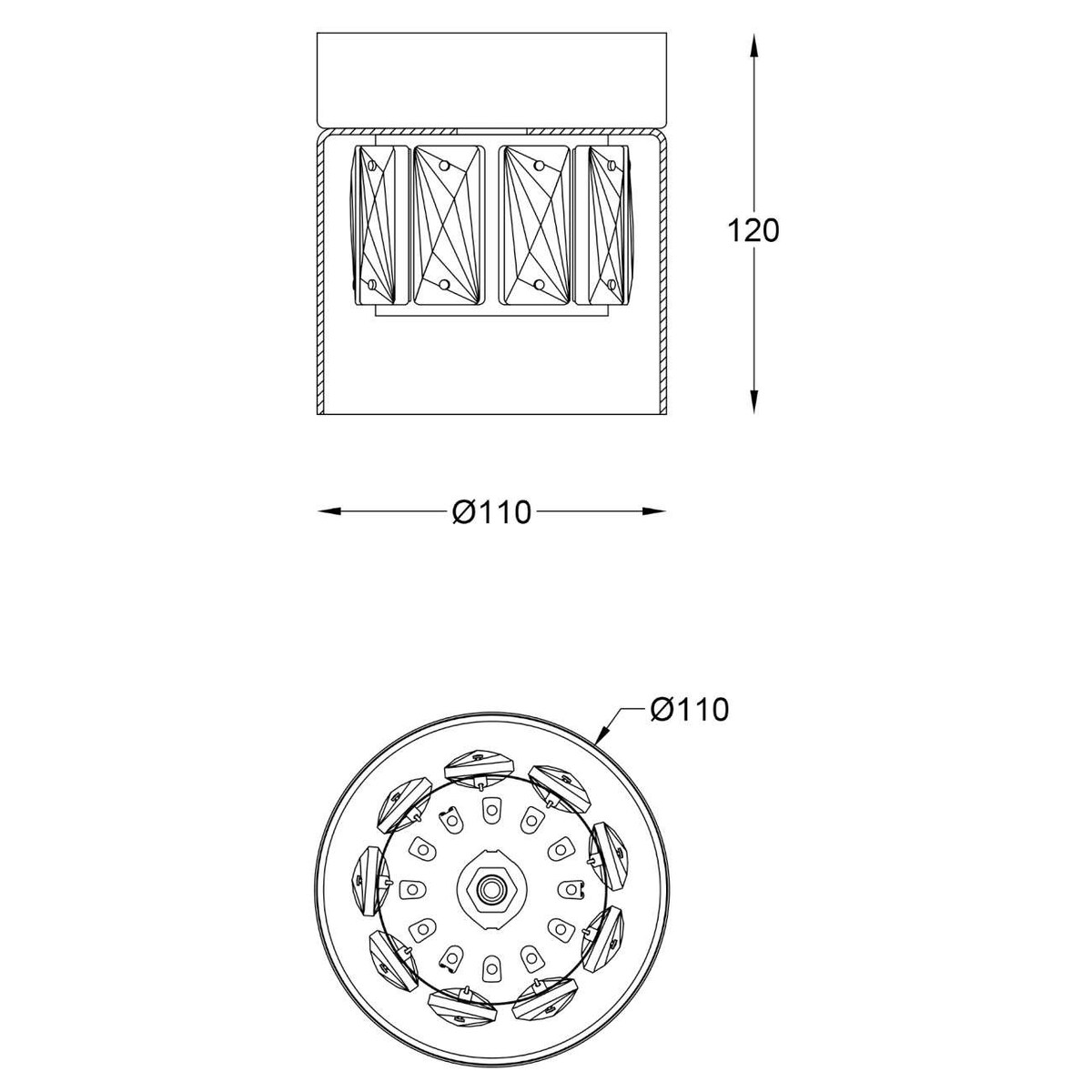 Plafon LAMPA sufitowa GEM C0389-01A-P7AC Zumaline szklana OPRAWA tuba glamour okrągła czarna przezroczysta