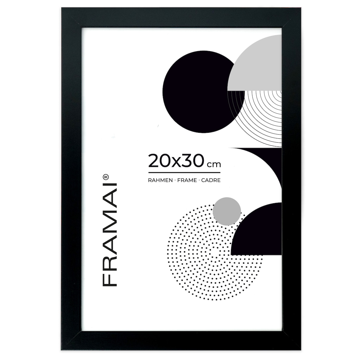 Ramka na zdjęcia 20x30 cm czarna rama MDF z plexi do powieszenia pion poziom stopka klasyczna ramka FRAMAI