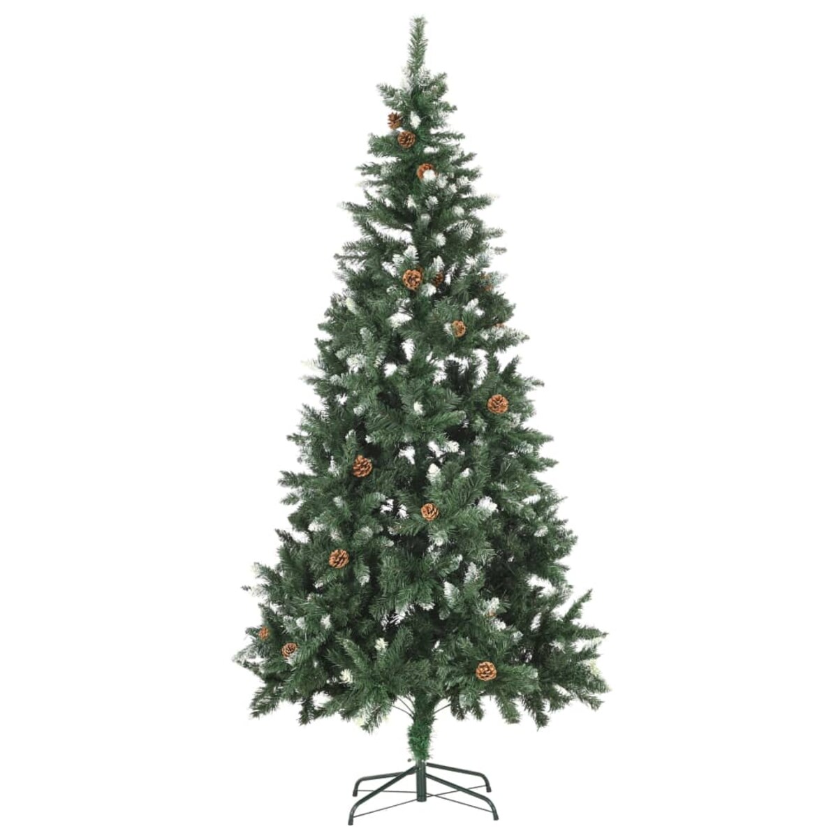 vidaXL Sztuczna choinka z lampkami, bombkami i szyszkami, 210 cm
