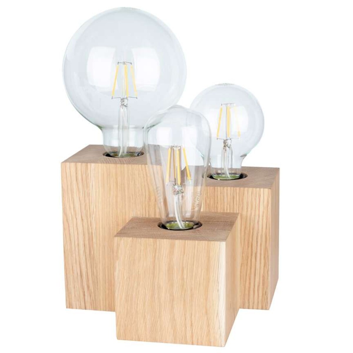 Rustykalna LAMPA stołowa VINCENT 2276374 Spotlight stojąca LAMPKA biurkowa drewniane kostki cube dąb olejowany