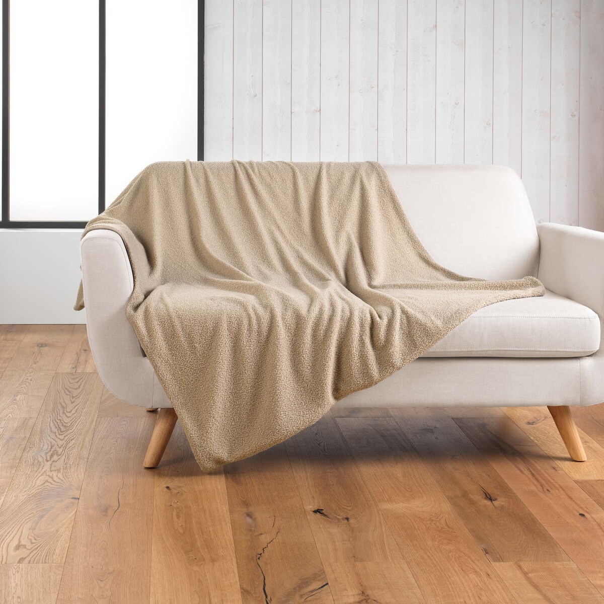 Pled WOOLY, 180 x 220 cm, kolor brązowy, poliester