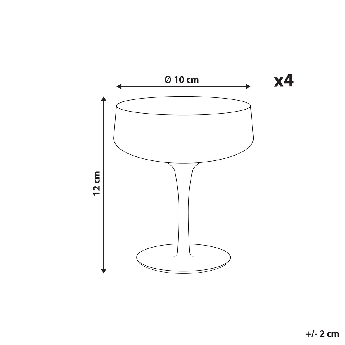 Zestaw 4 pucharków do szampana QUARTZ 170 ml Szary