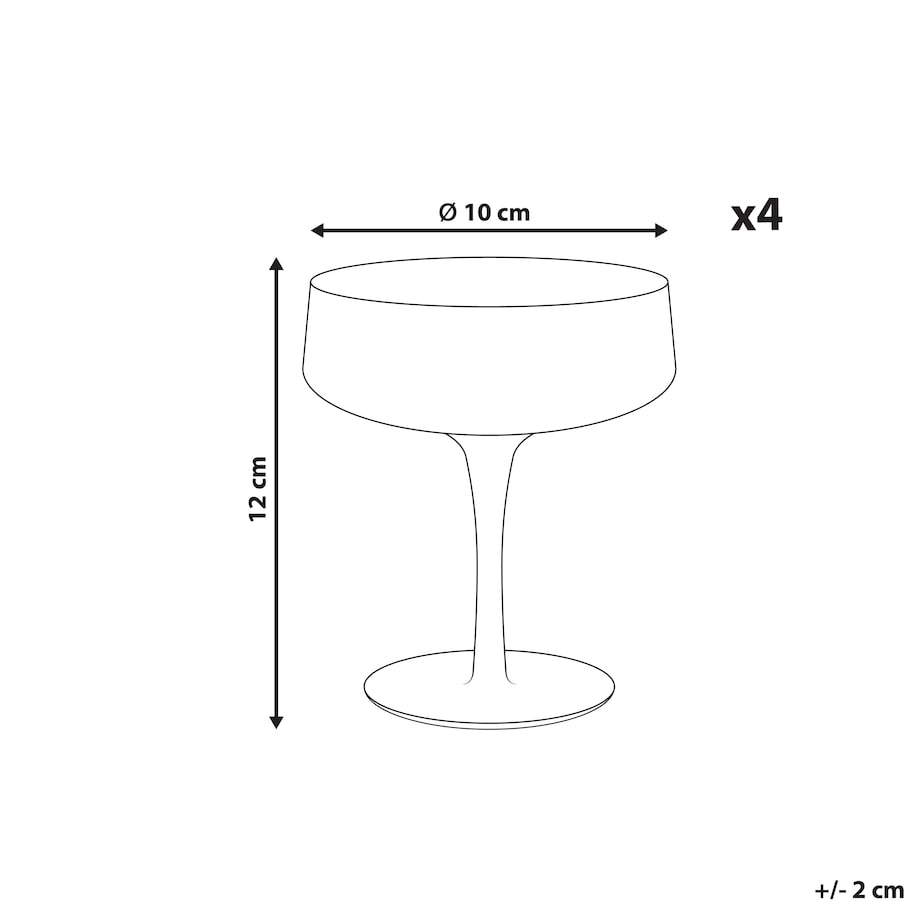 Zestaw 4 pucharków do szampana QUARTZ 170 ml Szary