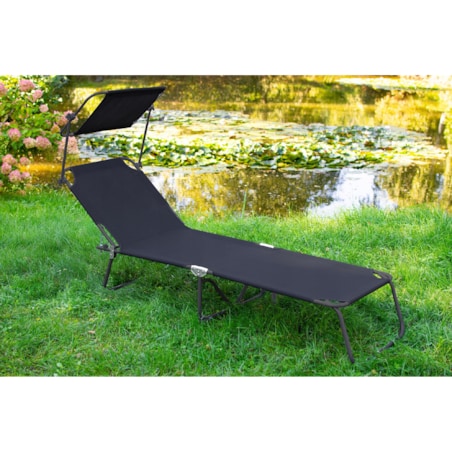 Leżanka ogrodowa składana w walizkę z zadaszeniem