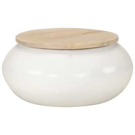 vidaXL Stolik kawowy, biały, 51x51x27 cm, lite drewno mango