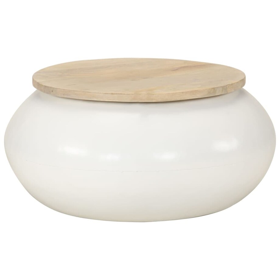 vidaXL Stolik kawowy, biały, 51x51x27 cm, lite drewno mango