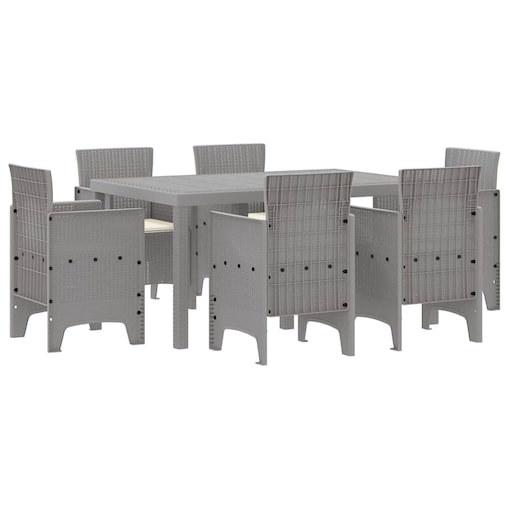 vidaXL Zestaw do jadalni w ogrodzie 7 pcs Jasnoszary Rattan Polt